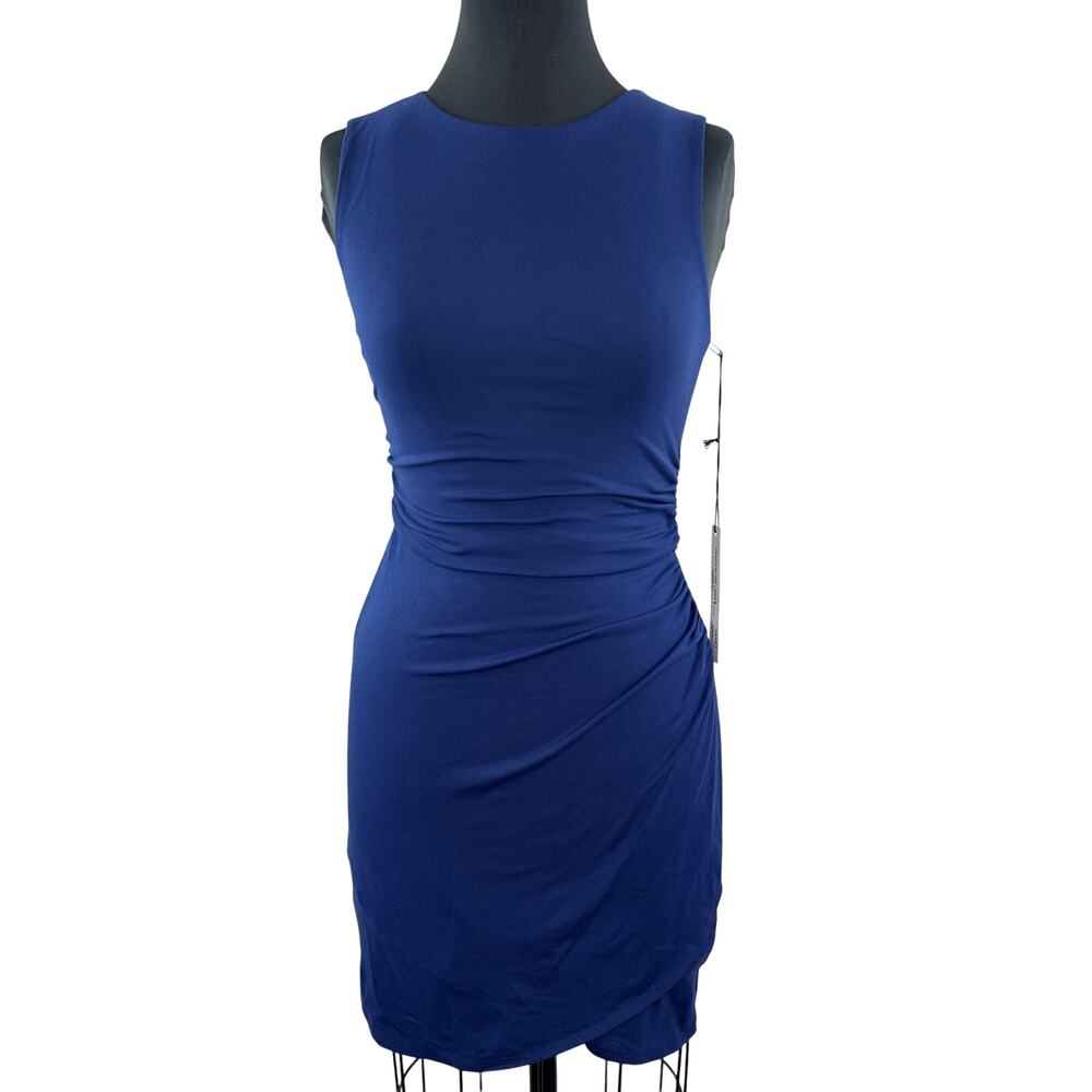 SUSANA MONACO Navy Blue Inkwell Sophie Dress Ruched Sleeveless Party Small NEW